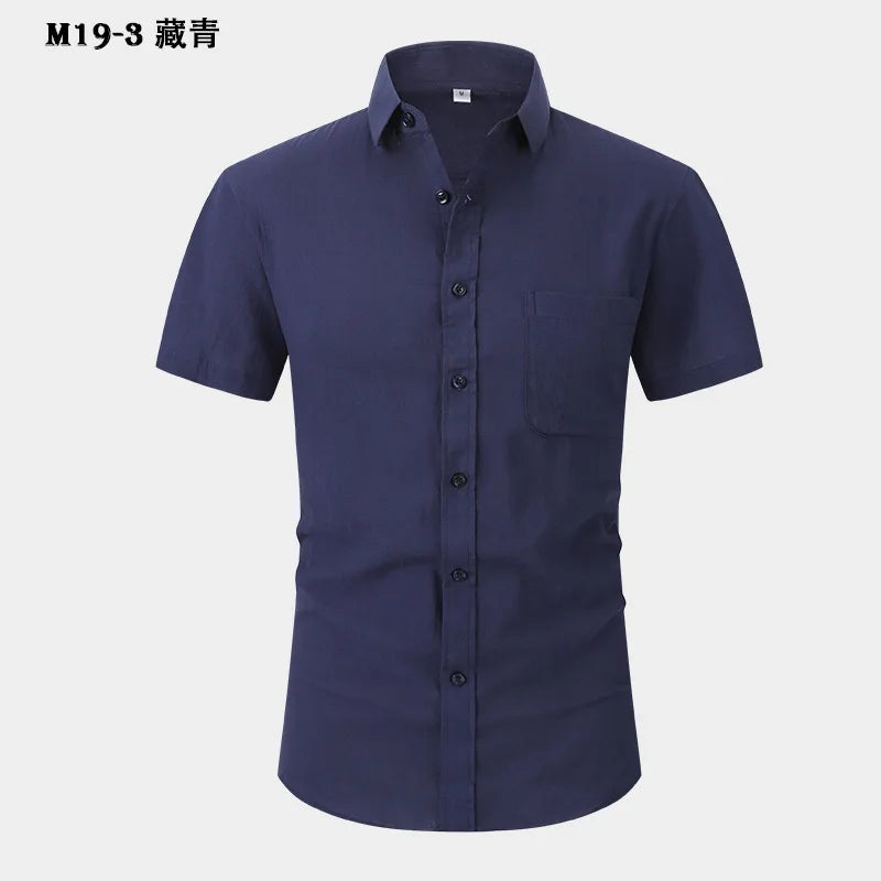 Men's short-sleeved shirts are casual, trendy, comfortable, cool on the street, versatile, simple and slimming in summer