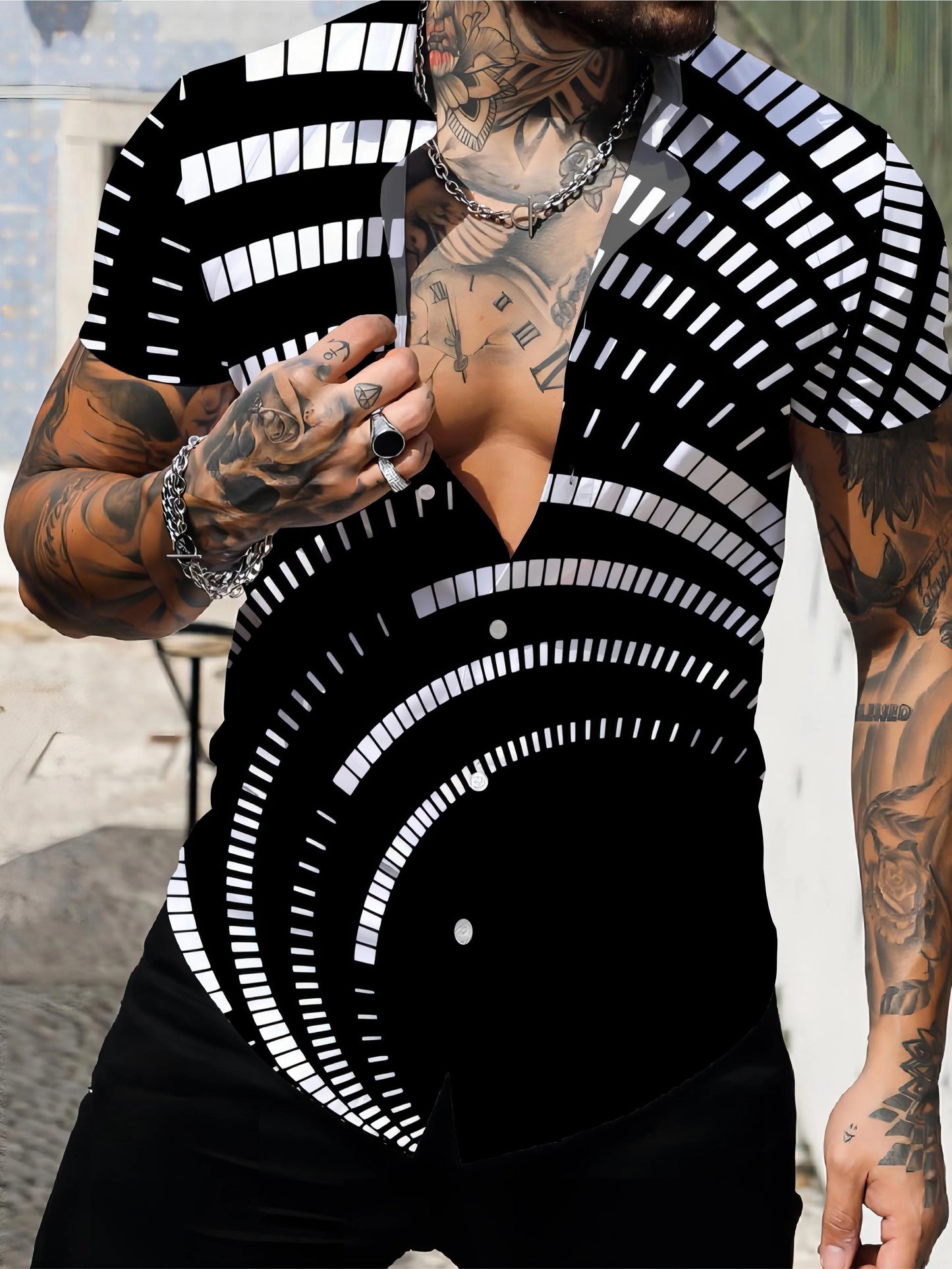 Men's Hawaiian 3D Print Short Sleeve Lapel Button Down Shirt Summer Casual Graphic Top Oversized Casual Loose Short Sleeve Shirt