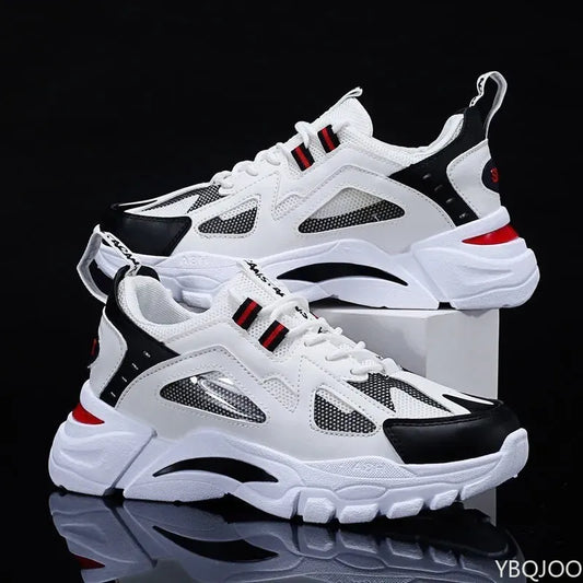 New Men's Shoes Spring  Autumn Breathable Mesh Shoes Thick soled Height Increasing Shoes Men's Versatile Trendy Sports Shoes
