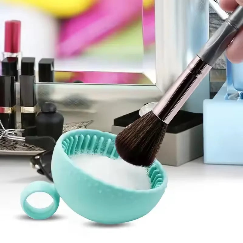 New Quick Clean Makeup Brush Cleaner - Premium Silicone Scrubber & Non-slip Bowl - Effortless Deep Cleaning for All Facial