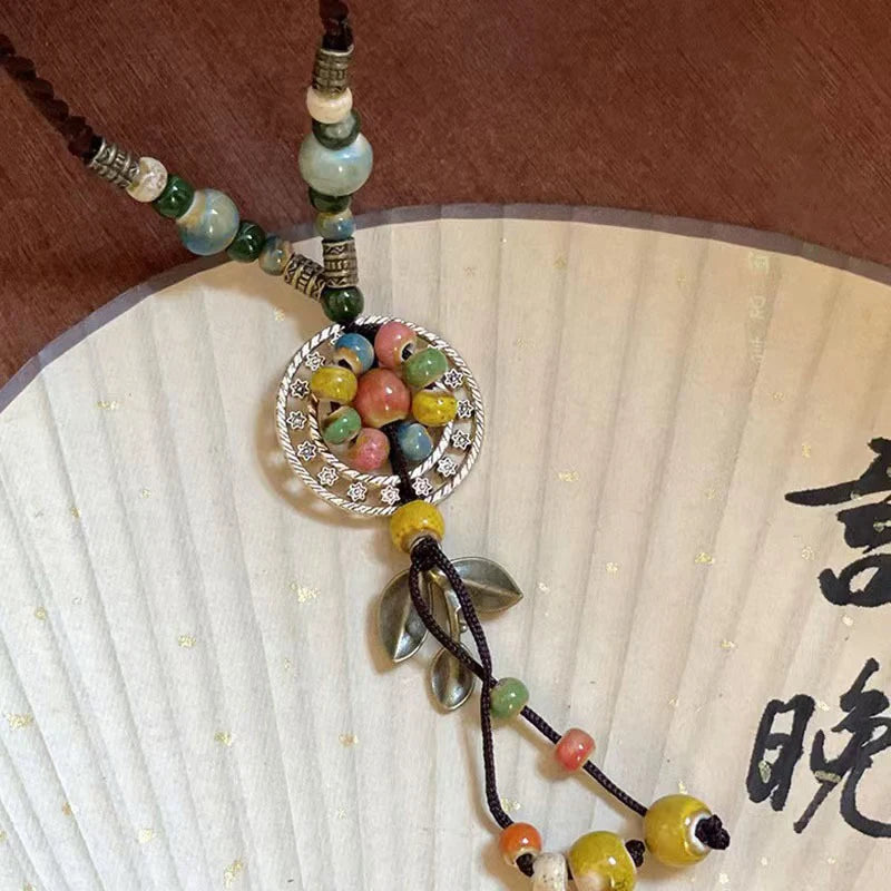 Women's New Necklace Ethnic Handmade Pendant Boho Ceramic Chain Tassel Necklace Jewelry Jewelry Dropshipping