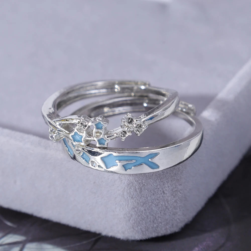 Sweet Couple Night Glowing Star Style Unique Design Premium Feel Adjustable Rings Simple Opening Luminous Lovers Exquisite Ring