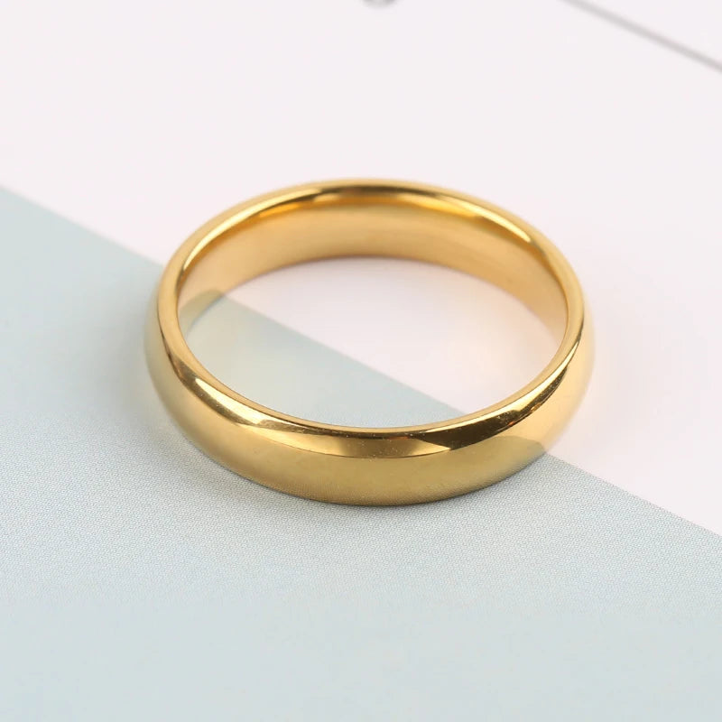 Fashion Simple Gold Plated Glossy Ring Classic Couple Banquet Exquisite Jewelry