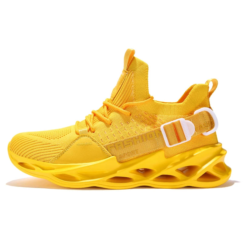 Men Shoes Sneakers Fashion Breathable Platform Running Shoes Men Mesh Sport Light Unisex Women Casual Yellow Vulcanize Shoes Man