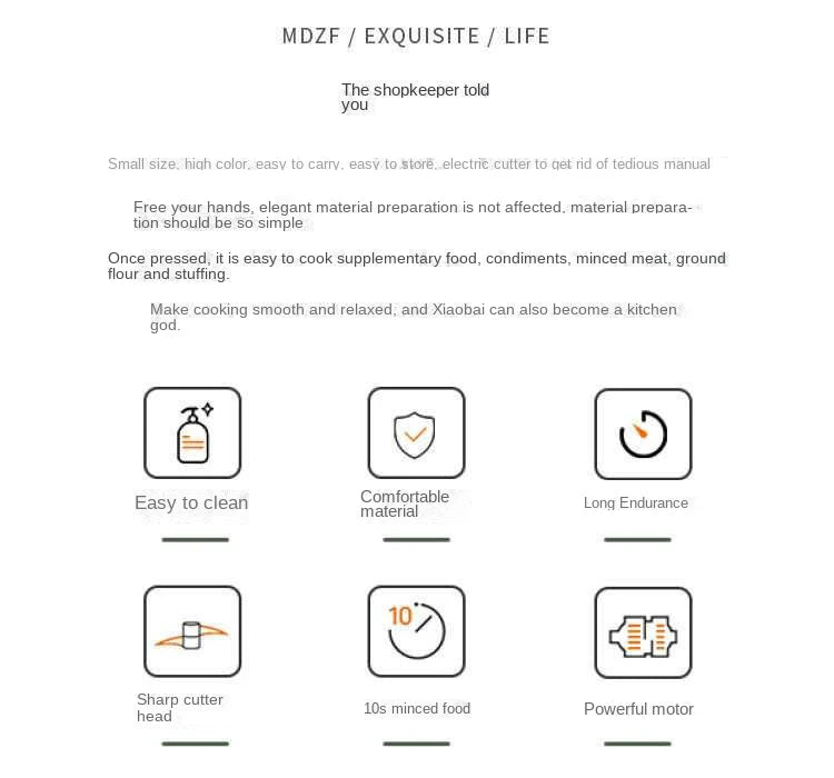 4 in 1 Handheld Electric Vegetable Cutter Set for Garlic Pepper Chili Onion Celery Ginger Meat with Brush Kitchen Tools