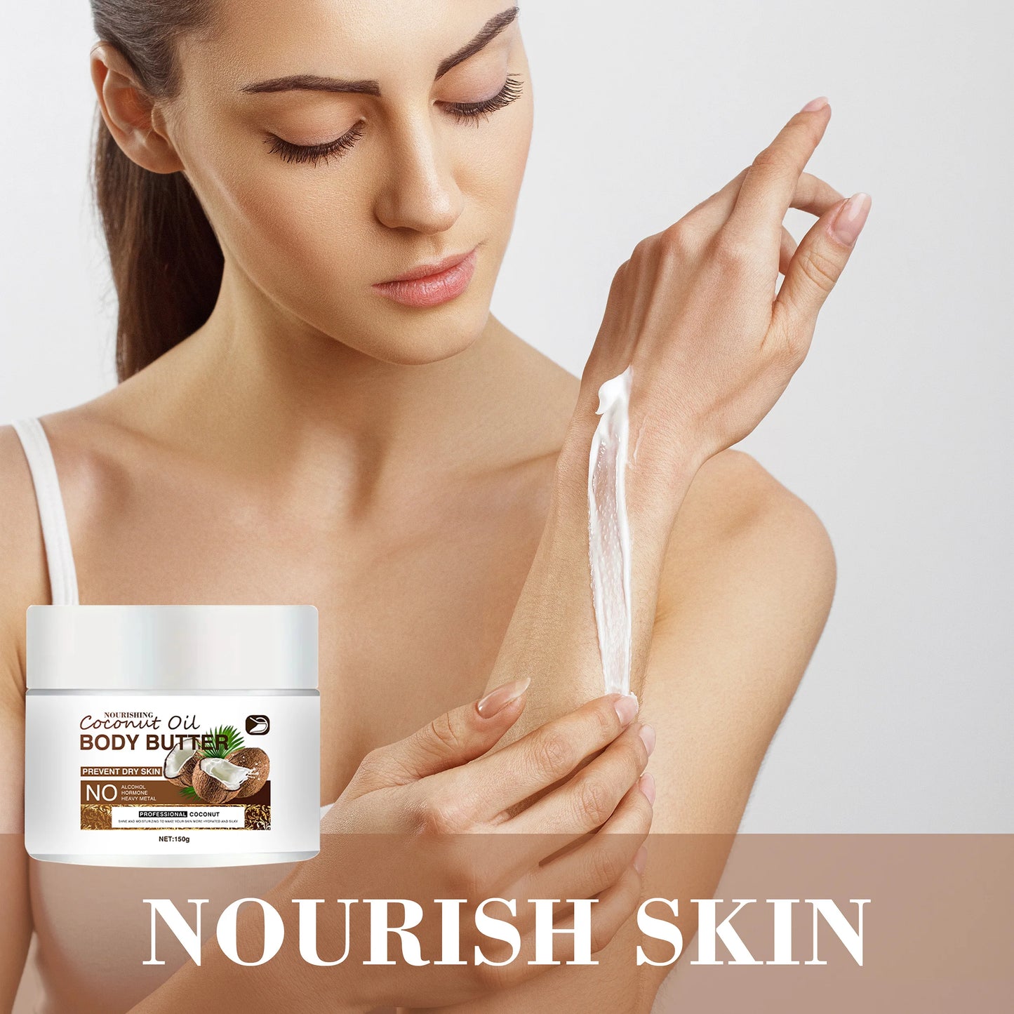 Ottilavie Coconut Oil Body Cream: With Coconut Oil & Aloe, Deep Hydration for All Skin Types, Non-Greasy, Ideal Gift