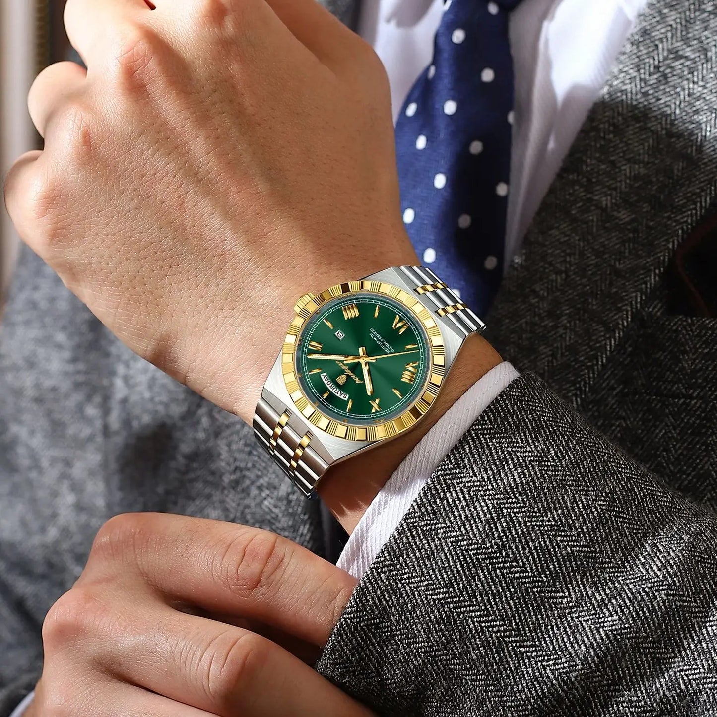 POEDAGAR Original Men's Watch Luminous Waterproof Week Date Man Wristwatch Stainless Steel Business Quartz Watches For Men Reloj