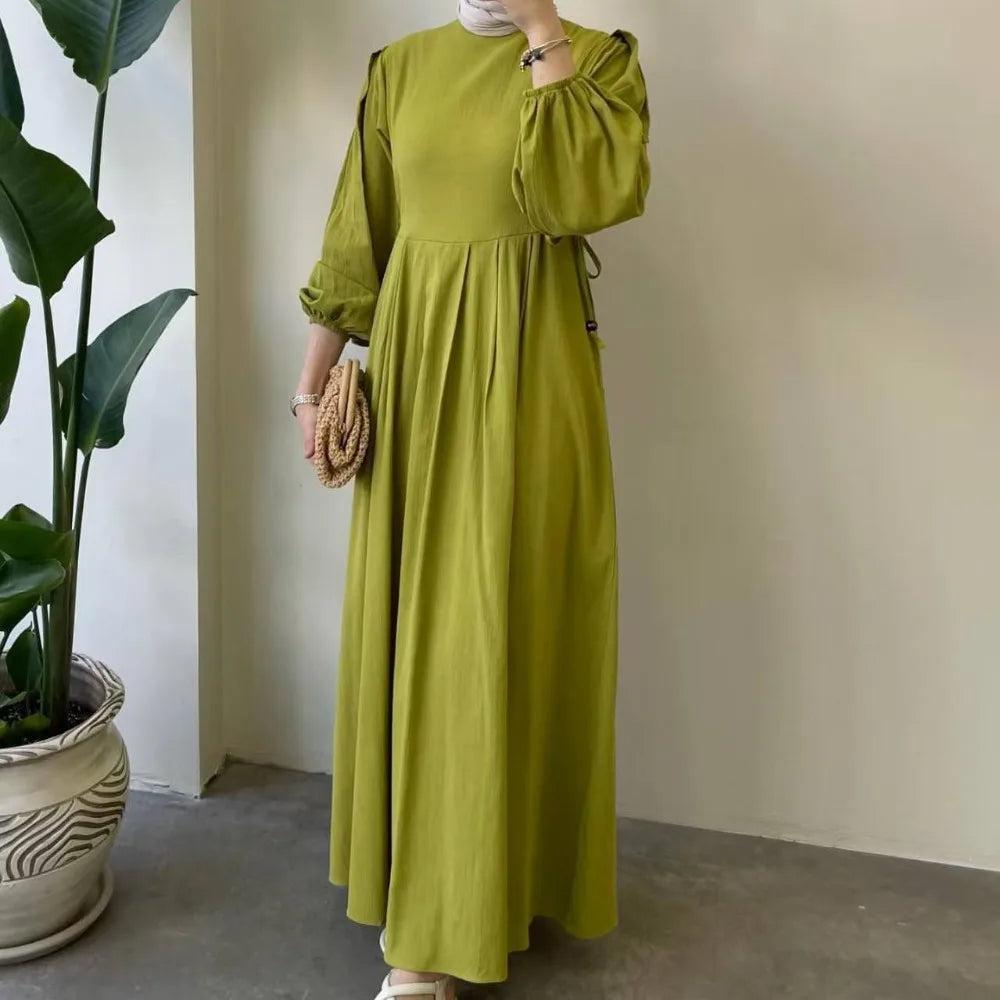 Eid Muslim Abaya Dress Women Modest Kaftan Jalabiya Lace Up Ramadan Morocco Dubai Abayas Islam Vestidos Arab Long Robe Dresses