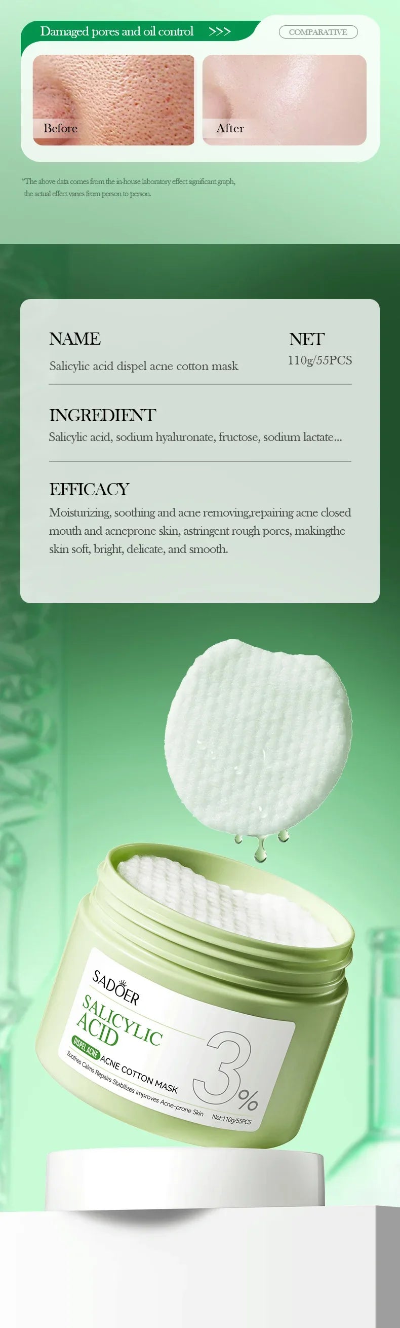 Salicylic Acid Cleansing Essence Lotion Moisturizing and Hydrating Face Cream Acne Amino Acid Skin Care Series