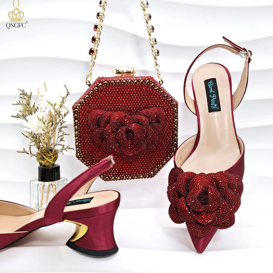 2024 Elegant Ladies Shoes with Bag Set Italian Design Evening Shoes with Bag Comfortable Pointed Toe Shoes For Party Women Shoes
