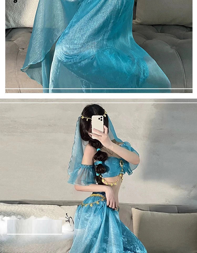 Festival Arabian Princess Costumes Indian Dance Embroider Bollywood Jasmine Costume Party Cosplay Jasmine Princess Fancy Outfit