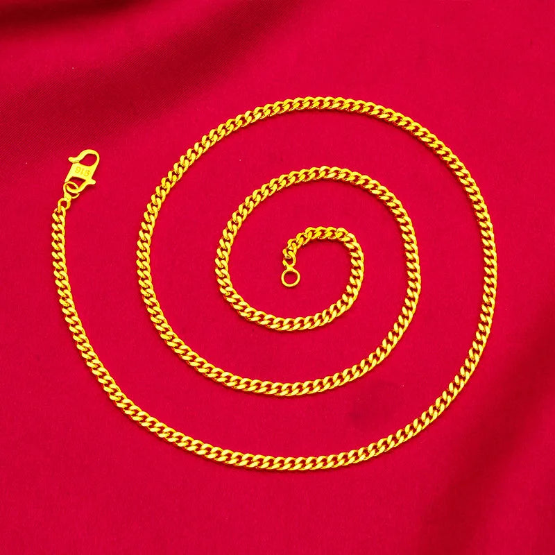 Women's 24K Gold S-Clasp Necklace, AU999 Fine Gold, Stylish & Versatile