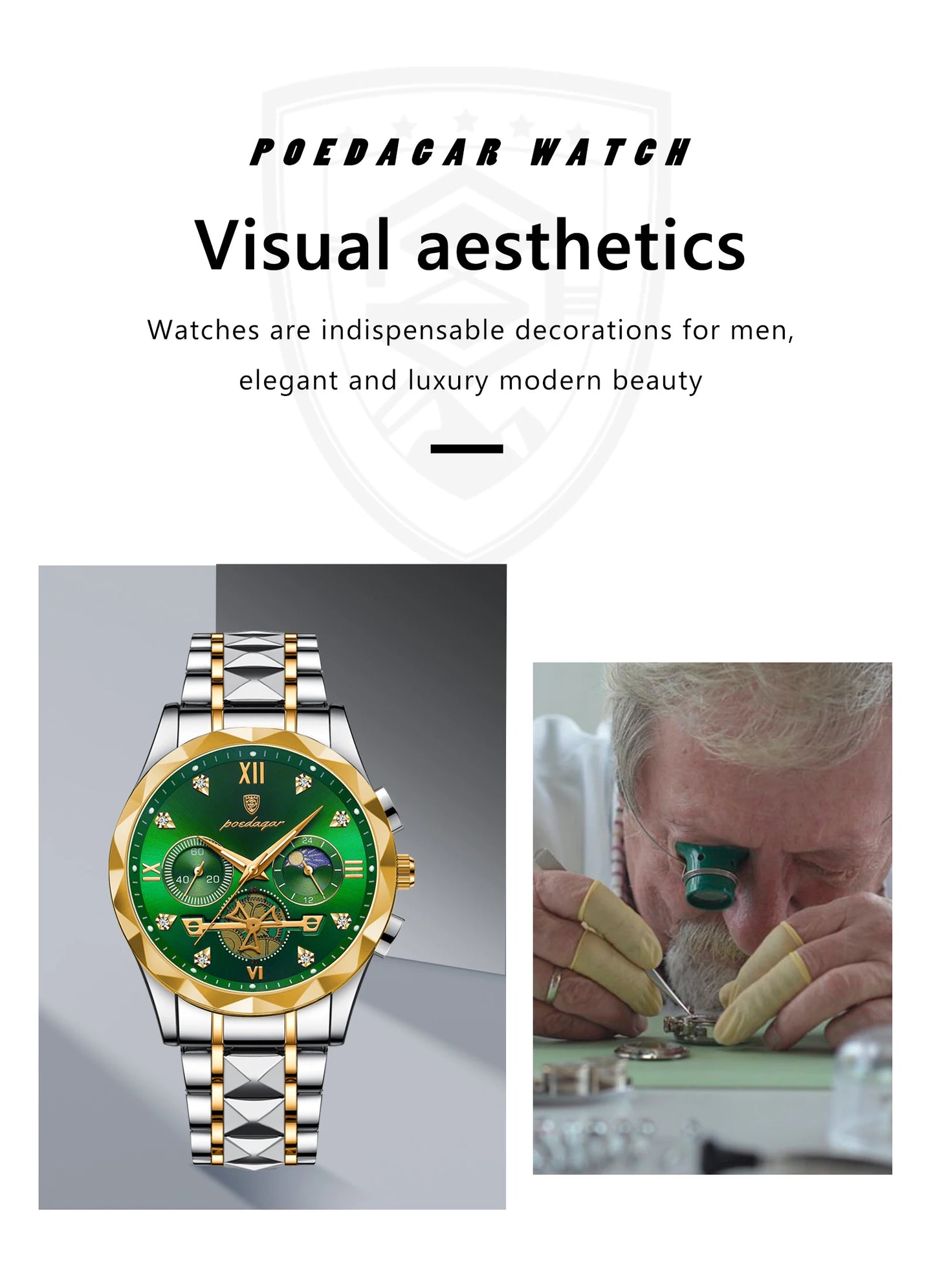 POEDAGAR Top Trendy Men Wristwatch Stainless Steel Chronograph Man Watch Waterproof Luminous Business Men's Quartz Watches Reloj