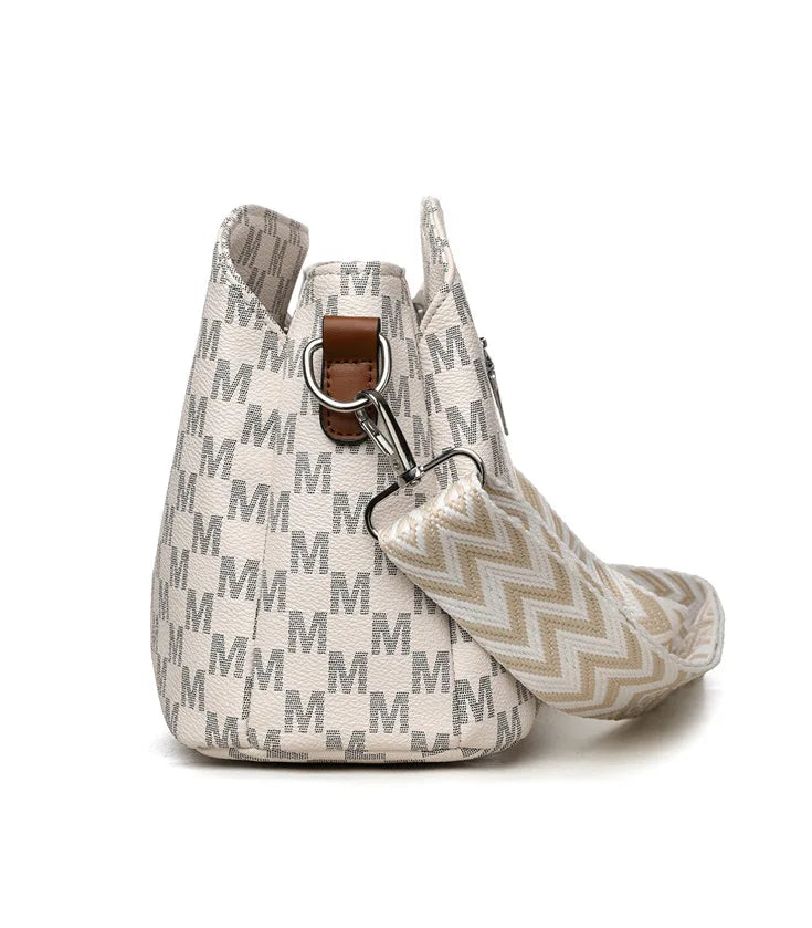 Synthetic Faux Leather Shoulder Bag For Women Retro Crossbody Bag with Golden "M" Monogram, Purse Work, Travel, Parties & Gifts