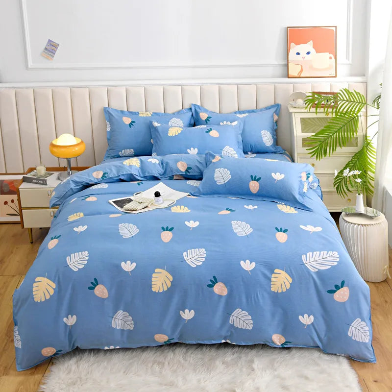 Single Pastoral Style Printed Comforter Cover 1 Pcs Skin Friendly Washed Cotton Quilt Cover Queen King Bedding for Four Seasons
