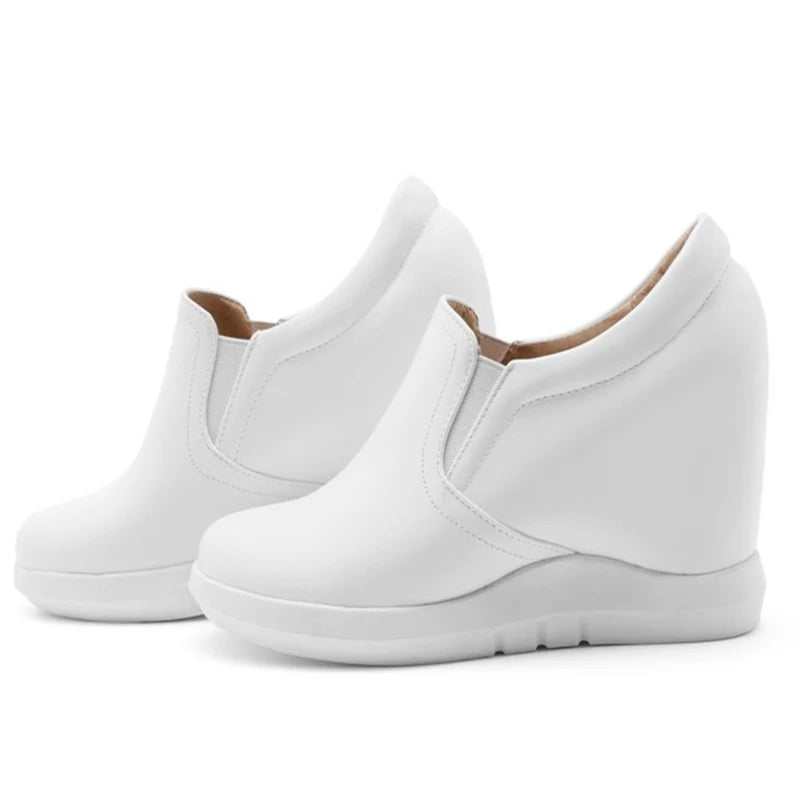 White Wedge Shoes Women Sneakers Spring Autumn Hidden Heels Ladies Loafers Shoes Casual Comfort Wedges Platform Female Shoes