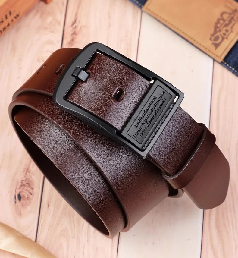 Leather For Men's High Quality Buckle Jeans Cowskin Casual Belts Business Cowboy Waistband Male Fashion Designer