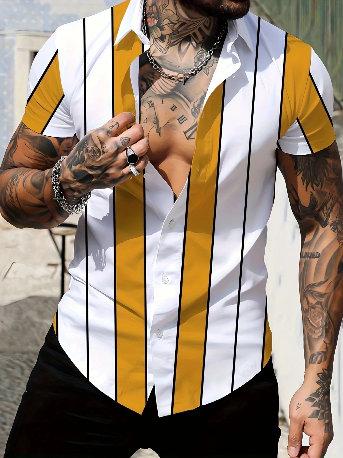 Men's Hawaiian 3D Print Short Sleeve Lapel Button Down Shirt Summer Casual Graphic Top Oversized Casual Loose Short Sleeve Shirt