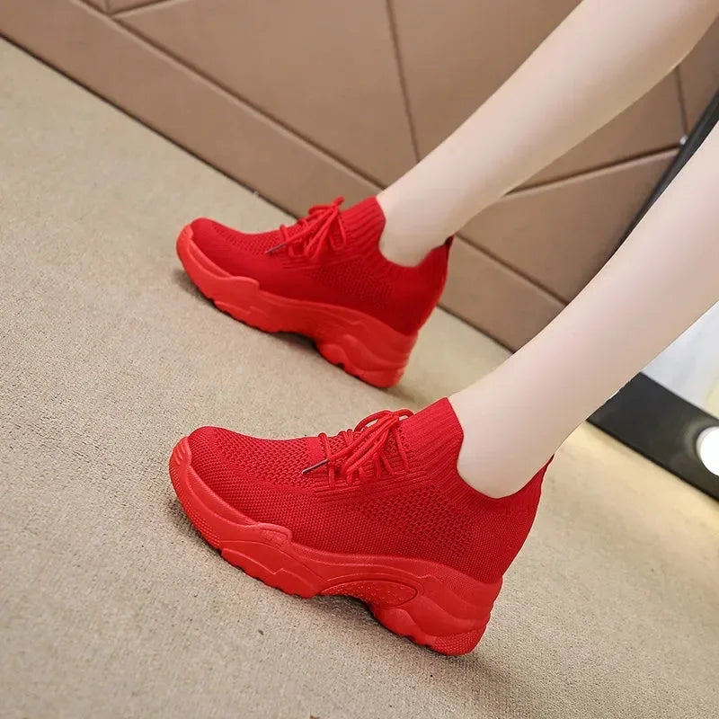 Hidden Heels Women Platform Sneakers Mesh Breathable Casual Shoes for Women Fashion Outdoor Women Running Shoes tenis de mujer