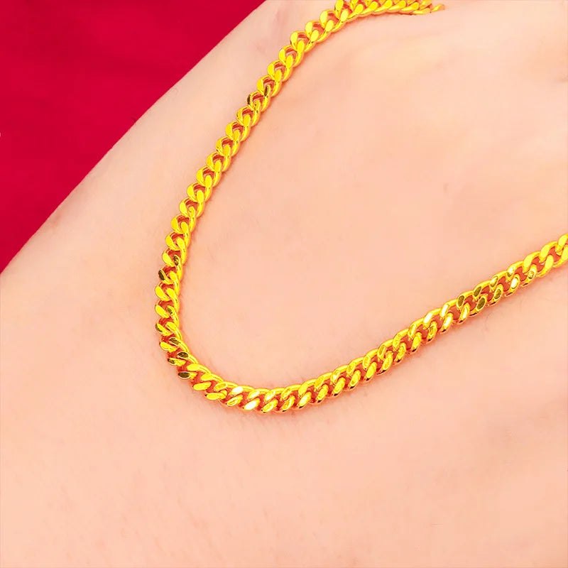 Women's 24K Gold S-Clasp Necklace, AU999 Fine Gold, Stylish & Versatile