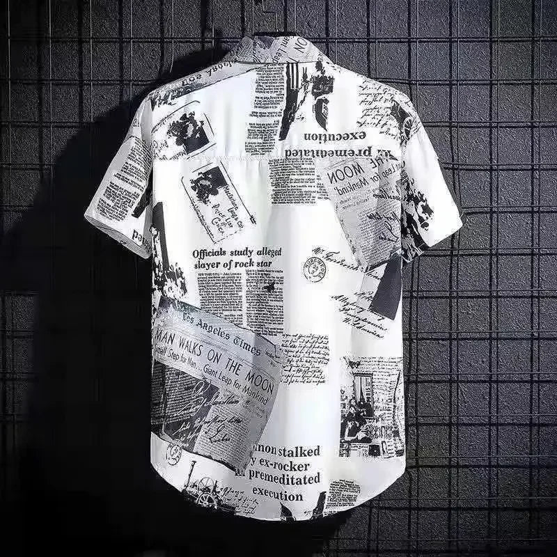 Men's Short Sleeve Shirts Summer Flower Print Top Men Hawaii Beach Outdoor Party Breathable Street Social Shirt