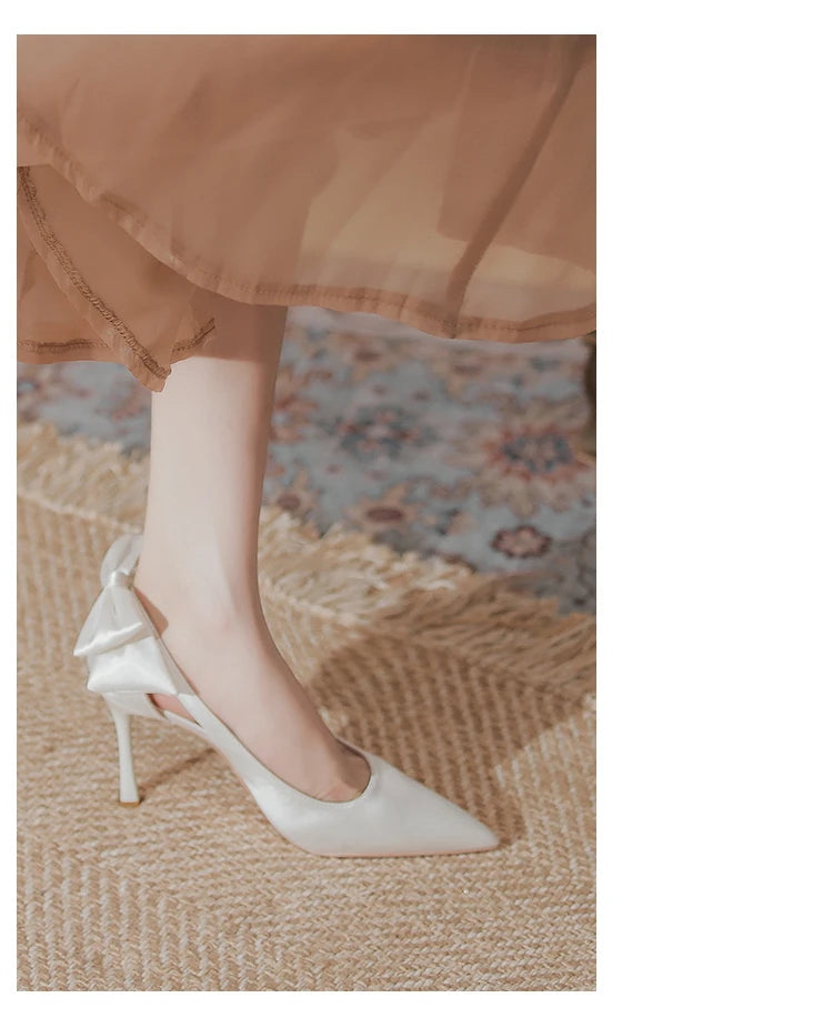 Wedding Heels Women Luxury Brand Design String Bead Pearls High Heels Ladies Sexy Elegant Pointed Toe White Black Pumps2025