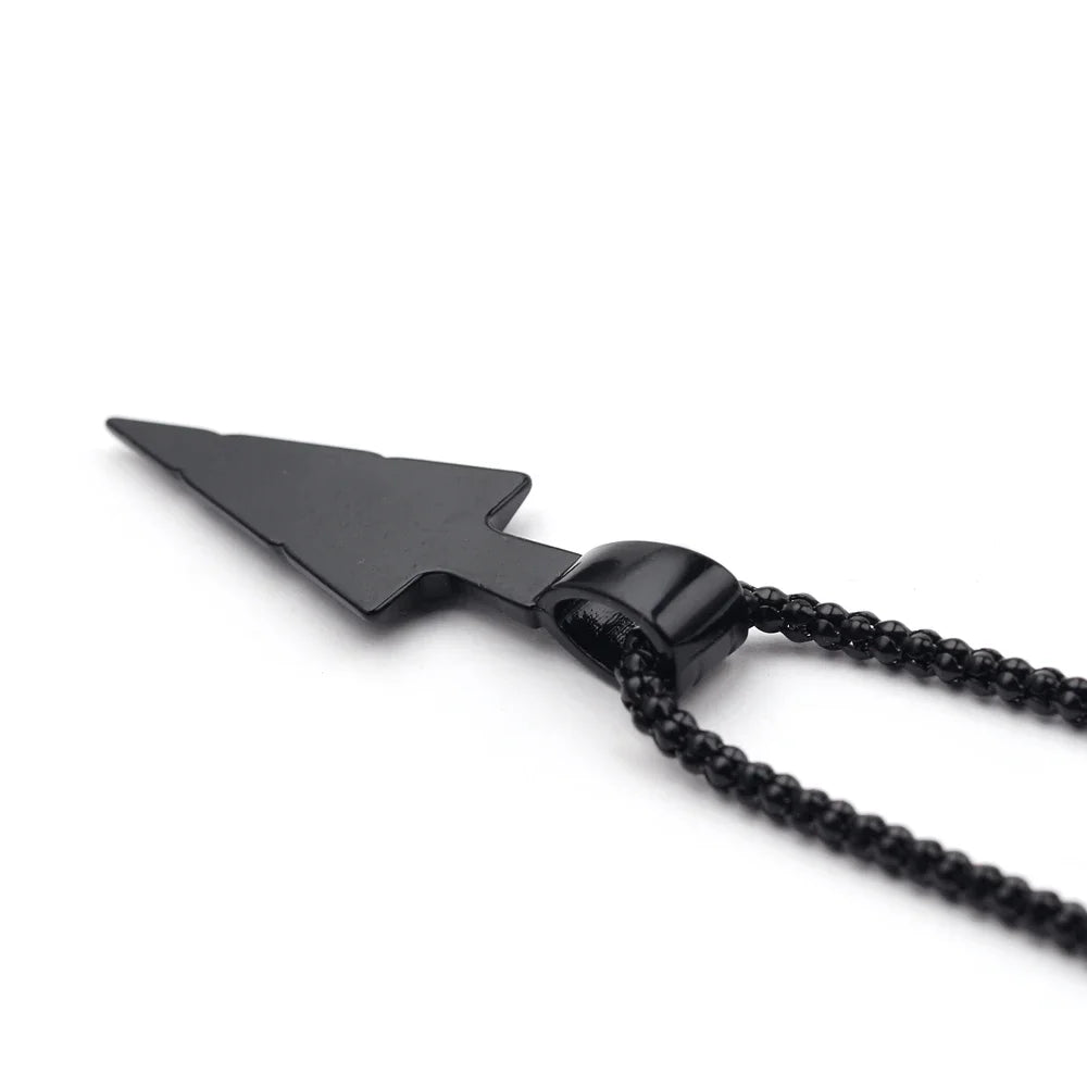 Men Black Long Necklace for Men Women with Arrow Pendant Jewelry Chain Hip Hop Punk Rock Christmas Halloween Gift