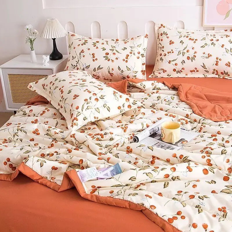 Cotton Air-Conditioning Quilt Cover for Children and Adults, Soft Flower, Double Printed, Washable Bed, Home Use, New,