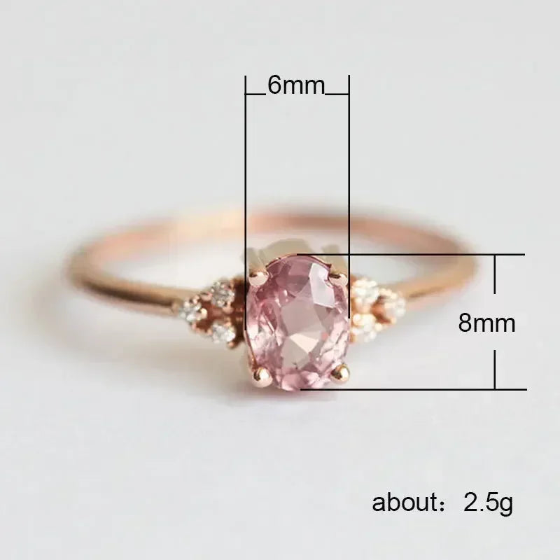 Huitan Trendy Women Ring Rose Gold color Solitaire Oval Cubic Zircon Special Wedding  For  Wholesale New Arrival