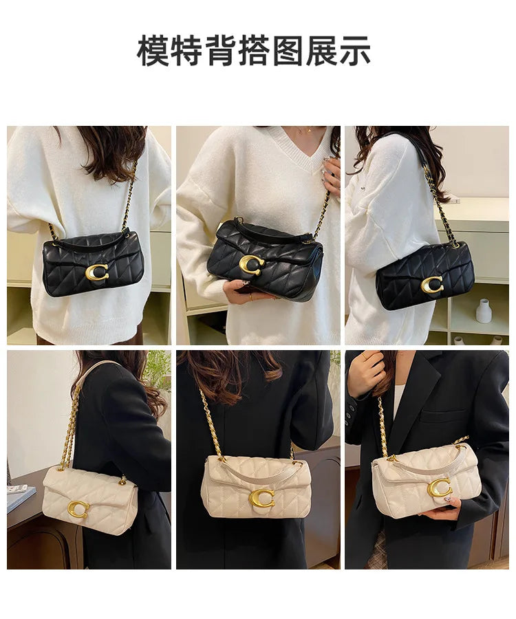 Luxury Fashion Women's Chain Handbag PU Leather Girls Shoulder Messenger Bag Brand lightweight Commuting Bag Tassel Square Bag