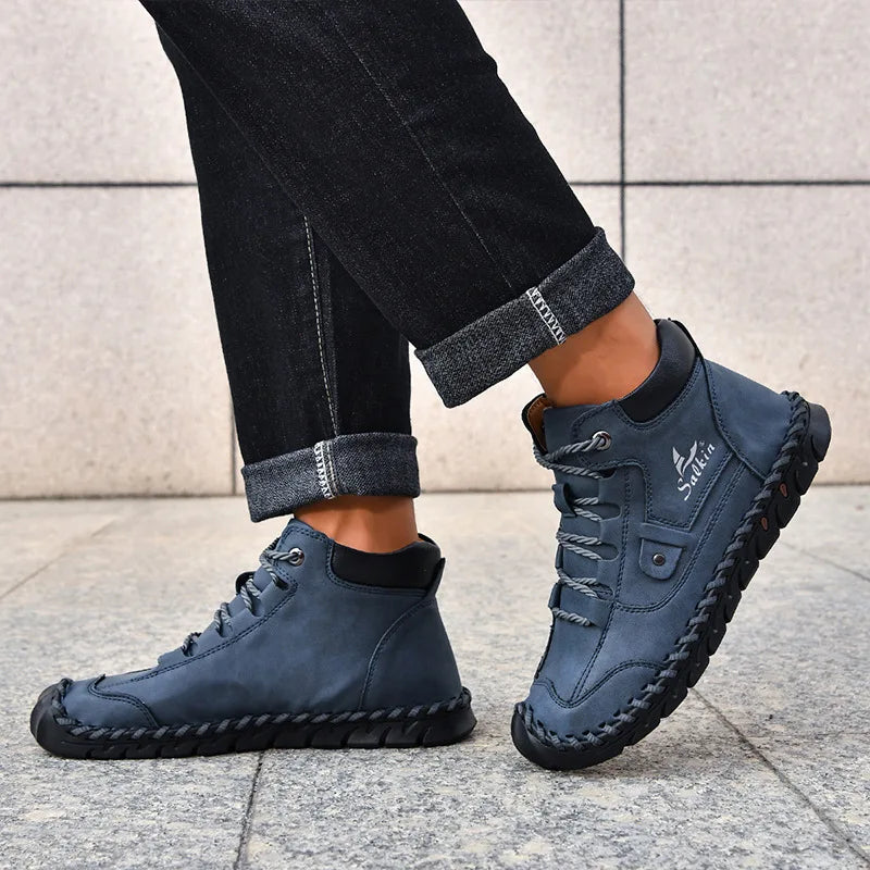 New 2025 Handmade Men Boots Design Sneakers Man Outdoor Casual Leather Men Shoes Ankle Boots Fall Breathable Hot Sale Men Shoes