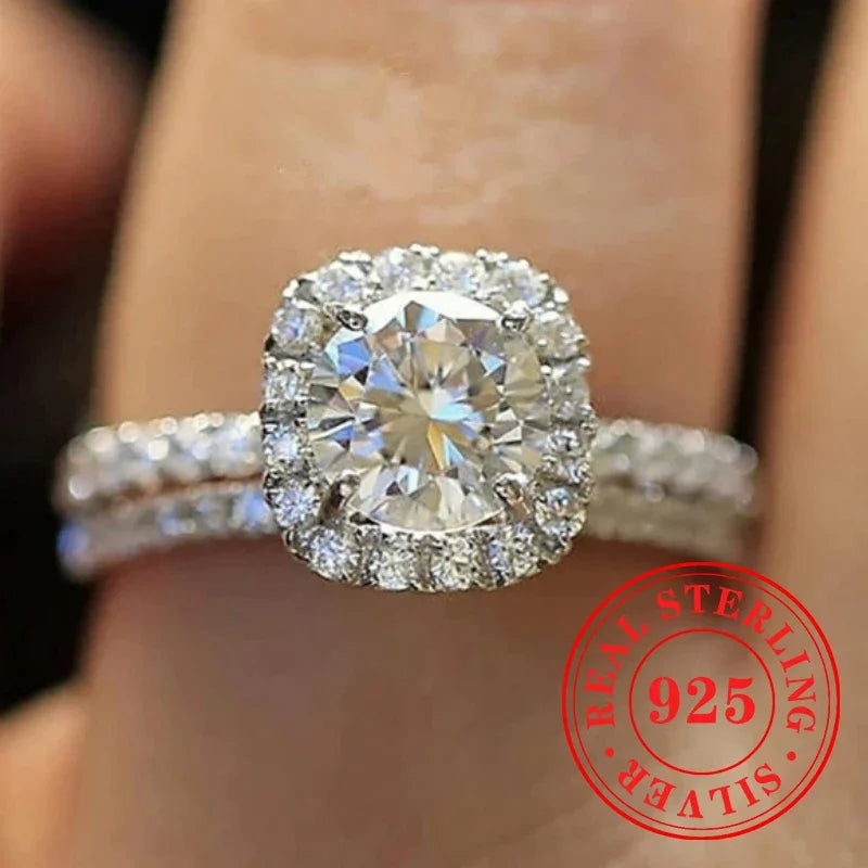 Huitan Honorable Women Rings Set 925 Sterling Silver Exquisite Full Paved CZ Finger Accessories Chic Wedding Ceremony Jewelry