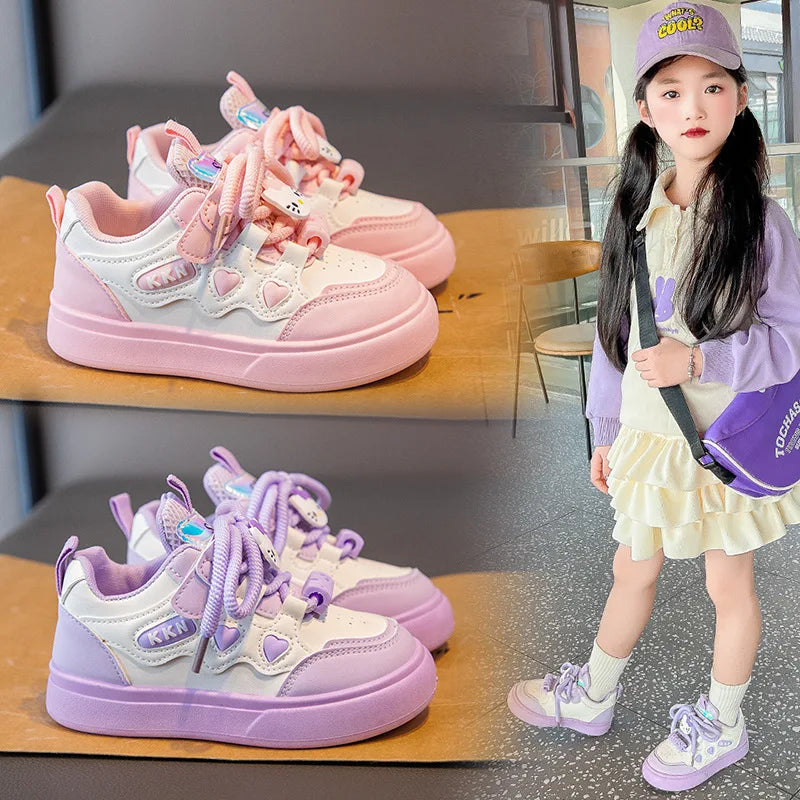 New 2025 Spring Autumn Girls Fashion Sneakers Princess Style Lightweight Casual Shoes for Little Girls