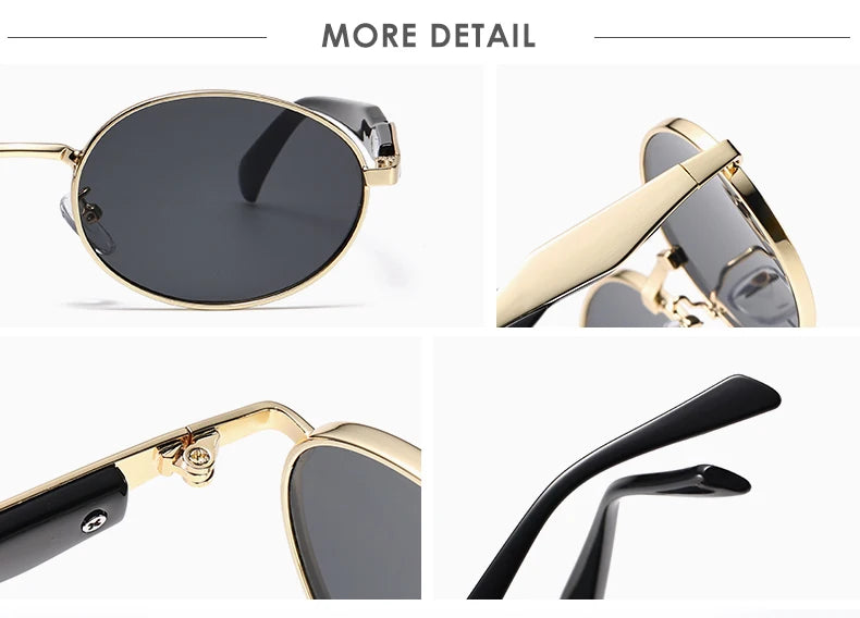Car Sun Glasses 3pcs New  Metal Small Oval Sunglasses Women Trend High Quality Classic Men Luxury Brand Eyewear Unisex
