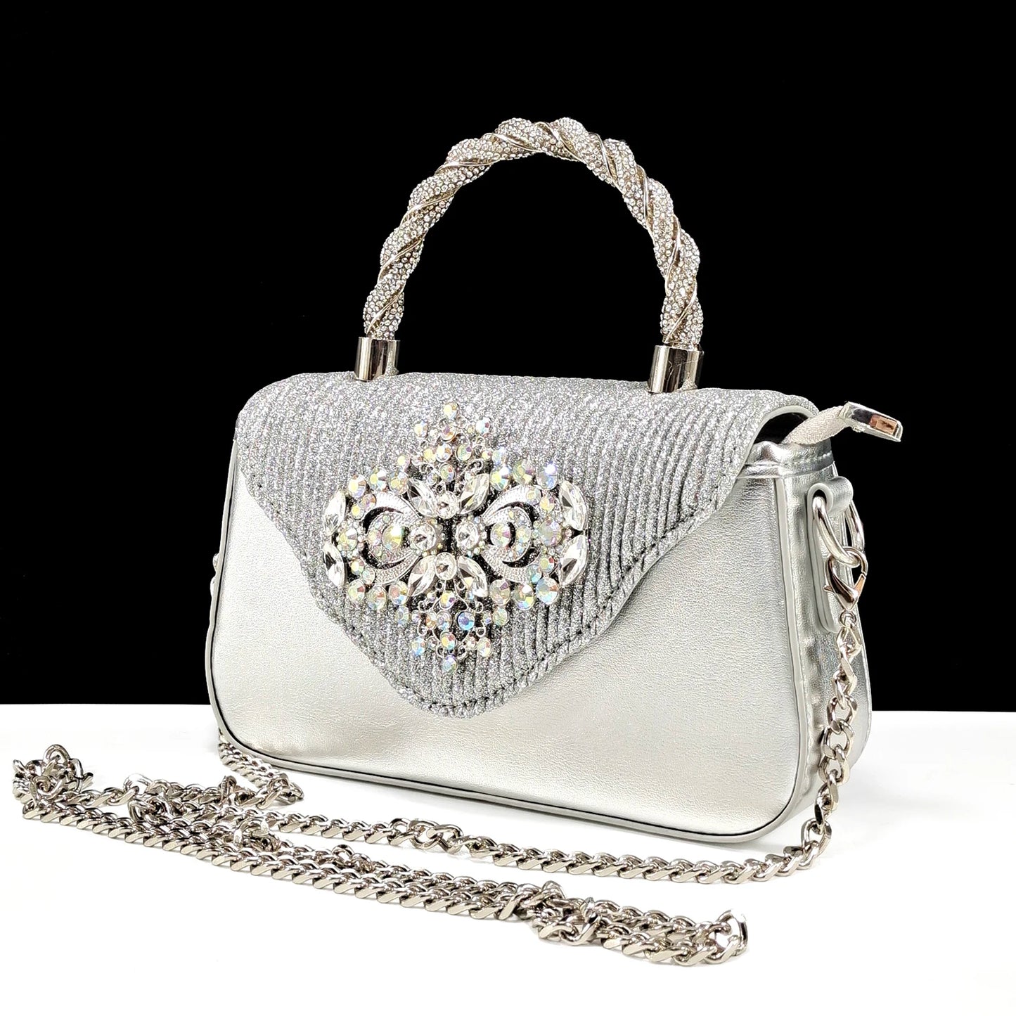 Italian Design Peach Color Pointed Toe Shoe & Bag Set Rhinestone Luxury  Women's High Heels for Parties By QSGFC