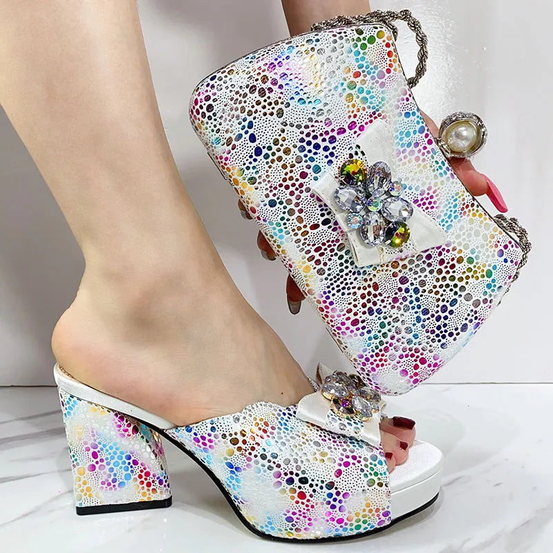 Brand New Women's Shoes High Heel Sandals Fashion Casual Shoes Hot Sale Ltalian Style Slingback African Ladies Sandals And Bags