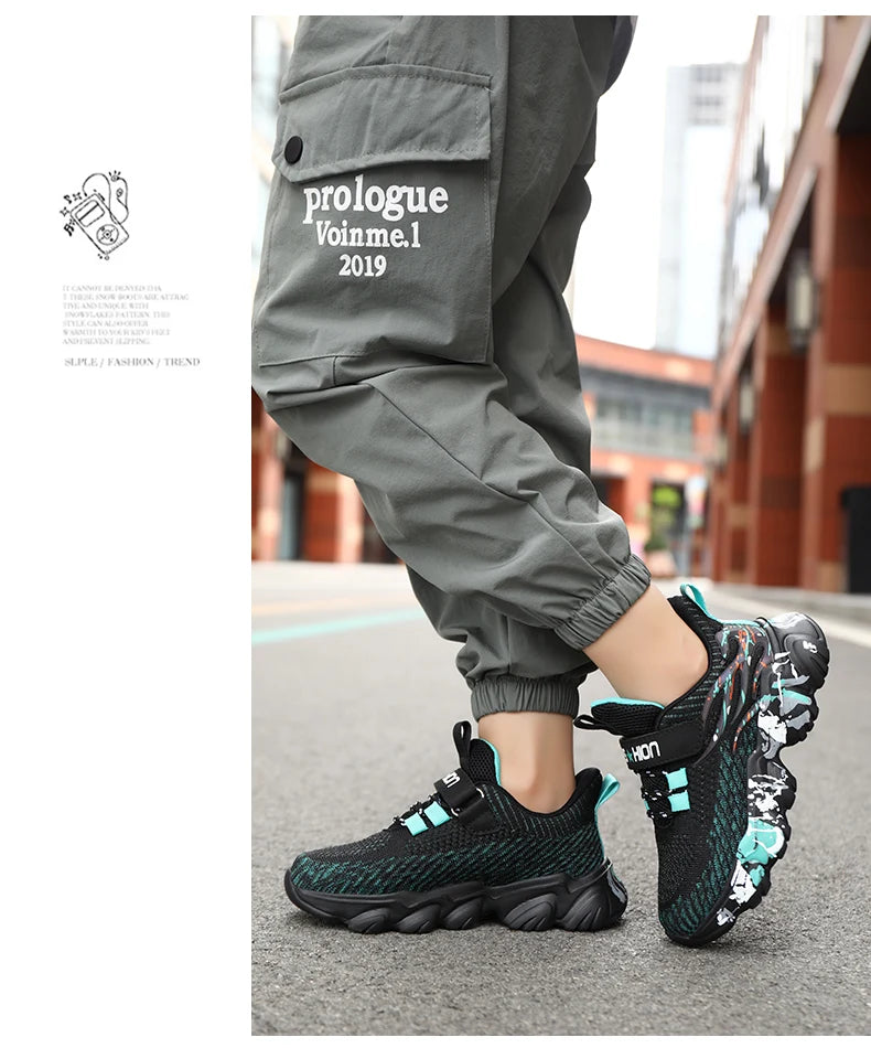 Autumn Children Fashion Sports Shoes High Quality Outdoor Sneakers Boys Girls PU Leisure Trainers Shoes Kids Casual Sneaker