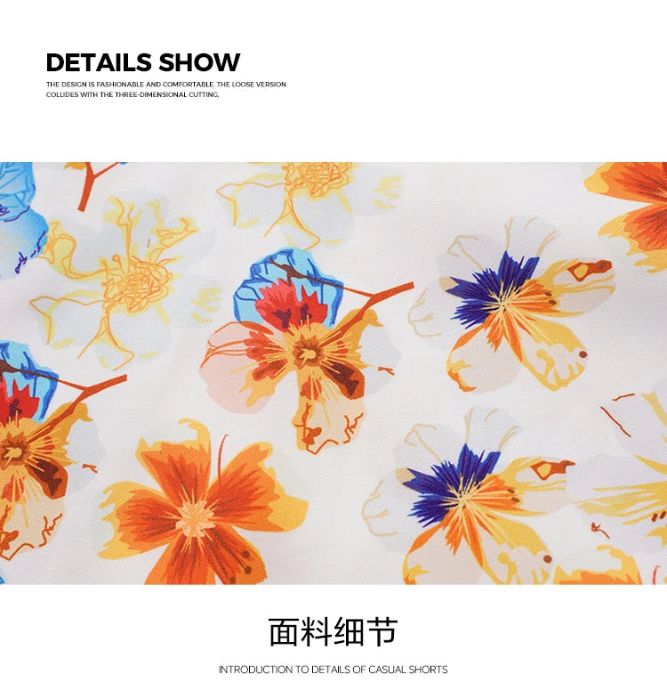 Men Loose Short Sleeve Shirt Trendy Printed Shirt Jacket