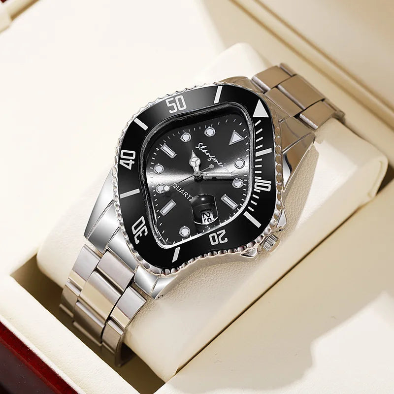 New Water Ghost Watch Men's Business Quartz Watch Bracelet Profile-shaped Alloy Business for Men