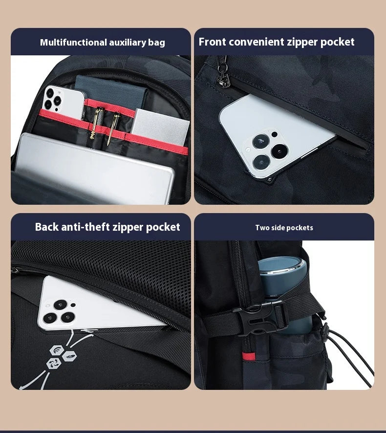 Backpack, male student backpack, computer bag, travel large capacity, thick, handsome, durable, dirt resistant