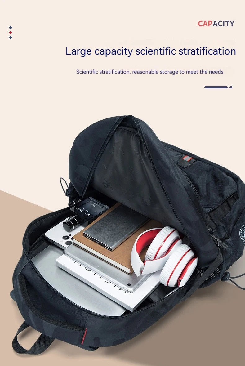 Backpack, male student backpack, computer bag, travel large capacity, thick, handsome, durable, dirt resistant