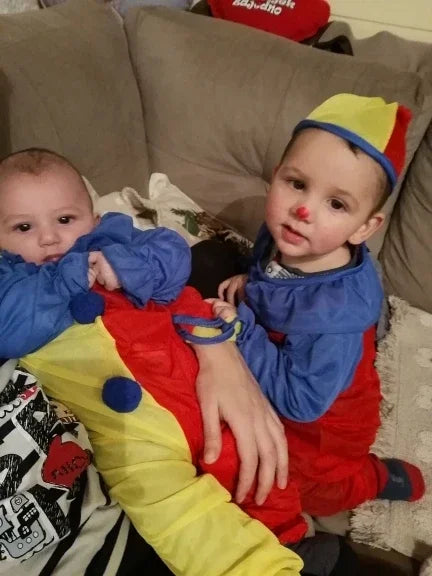 Children Halloween Buffoon Costumes Baby Clown Cosplay Costume Circus Jumpsuits Kids Christmas Day New Year Rompers Hat