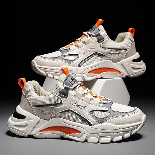 Summer 2025 New Men's Woven Mesh Running Shoes Breathable Elevated Chunky Sneakers Fashionable Korean Style Trendy