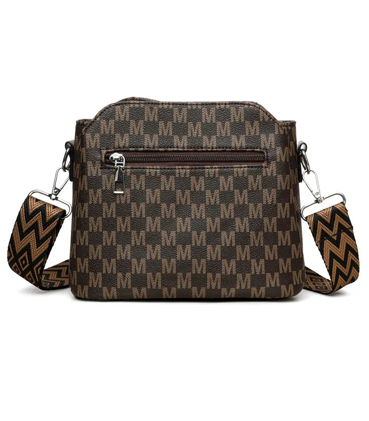 Synthetic Faux Leather Shoulder Bag For Women Retro Crossbody Bag with Golden "M" Monogram, Purse Work, Travel, Parties & Gifts