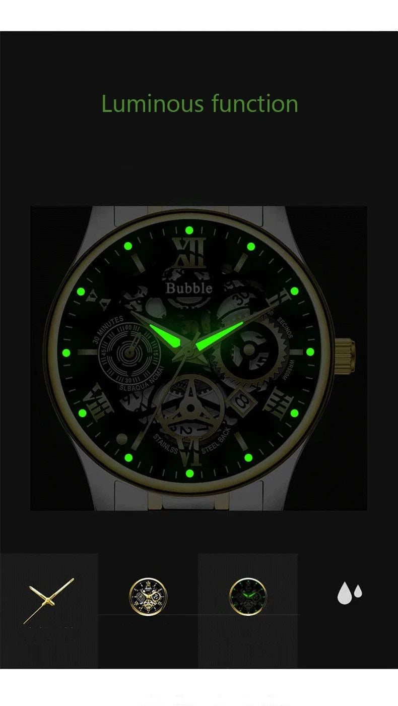 UTHAI Watch For Men Trendy High end Light Luxury Versatile Quartz Watches Waterproof Roman Hollow Relogio Masculino V009