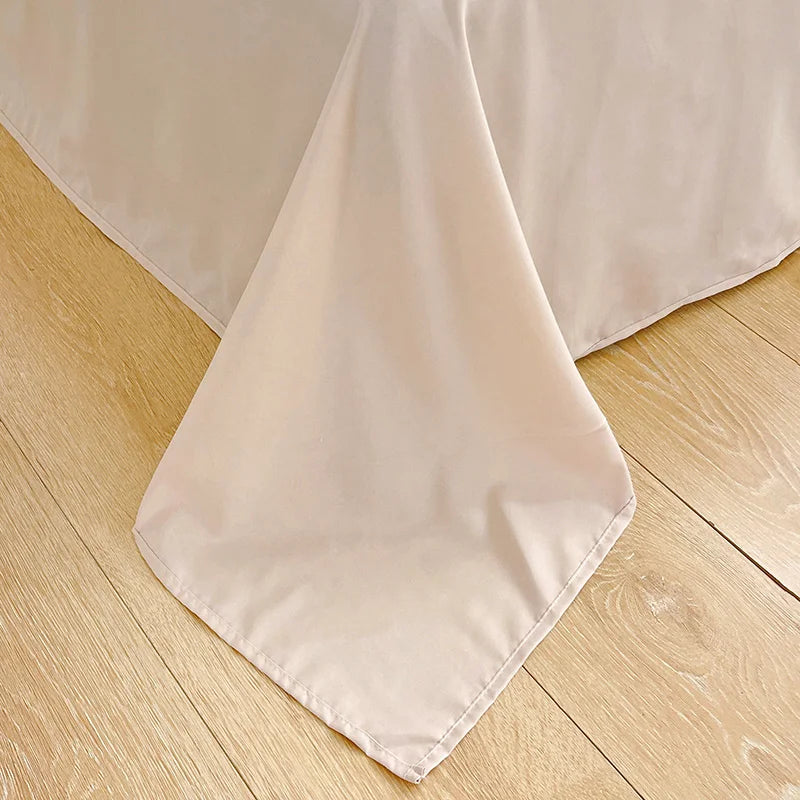 Simple Red and Blue Striped Duvet Cover and Four Piece Bed Sheet Set with Washed Cotton Bedding on the Bed