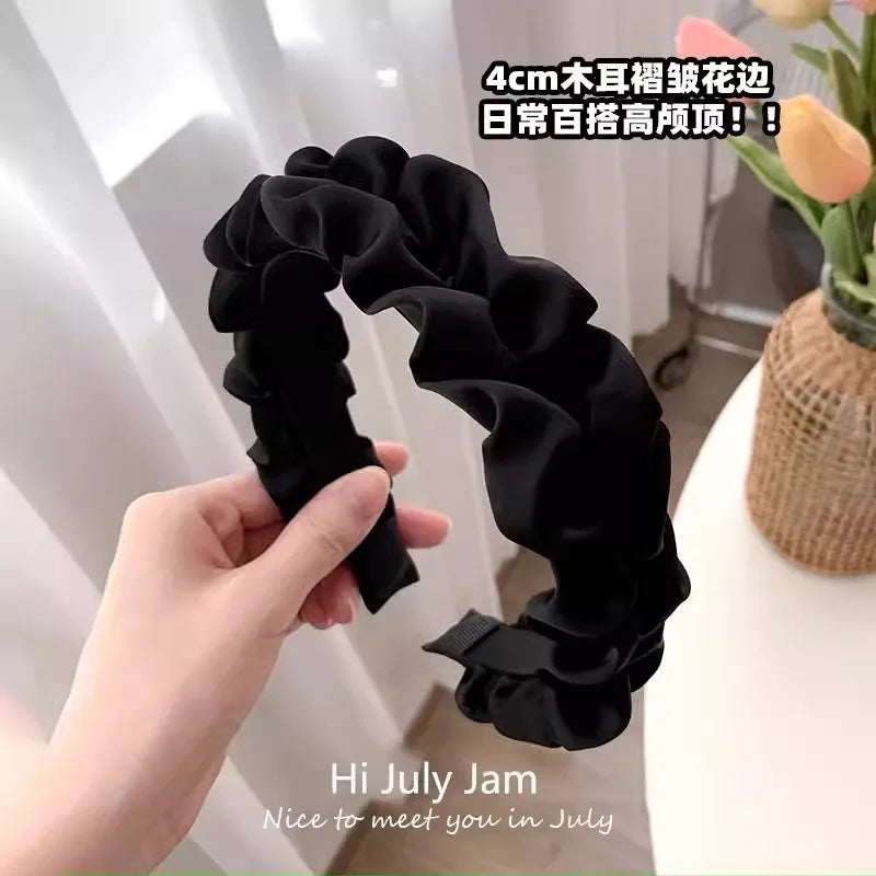 New Black Fold Simple Hairband For Women Girls Elegant Heighten Headband Hair Band Sweet Hair Hoop Fashion Hair Accessories