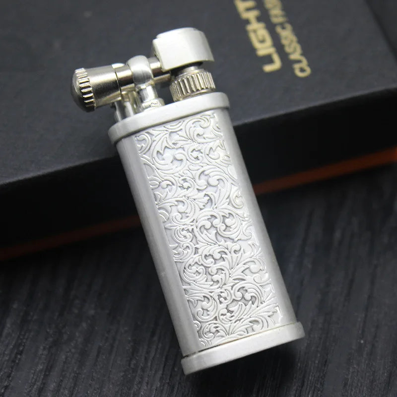 Mini Keychain Lighter Sand Wheel Paraffin Lighter Keychain Outdoor Portable Lighter Ignition Gadgets