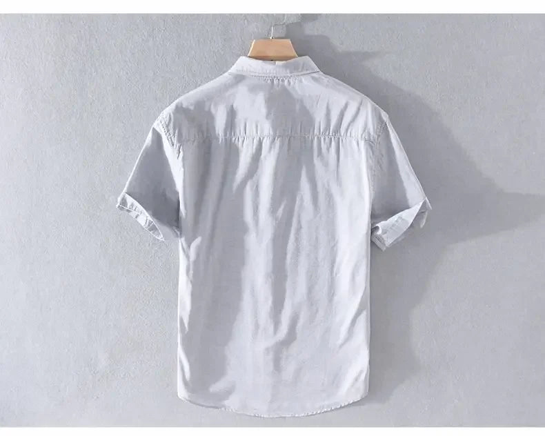 Men's Clothing Short Sleeve Shirt Square Neck Business Casual Cotton Workwear Stylish Summer Top Trendy New