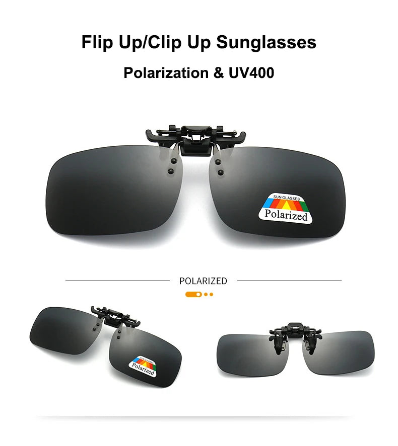 Polarized Clip Sunglasses 2Pcs Set Myopia Glasses Clip Driver Fishing Night Vision Myopia Clipon Sun Shading Eyeglasses